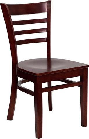 HERCULES SERIES MAHOGANY FINISHED LADDER BACK WOODEN RESTAURANT CHAIR