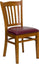 HERCULES SERIES CHERRY FINISHED VERTICAL SLAT BACK WOODEN RESTAURANT CHAIR WITH BURGUNDY VINYL SEAT