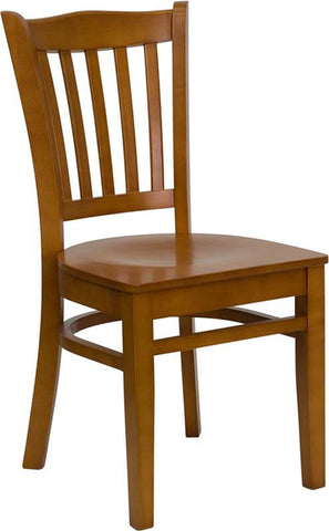 HERCULES SERIES CHERRY FINISHED VERTICAL SLAT BACK WOODEN RESTAURANT CHAIR