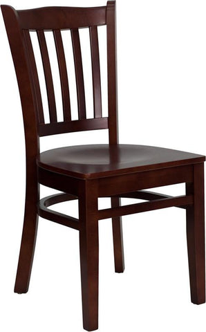 HERCULES SERIES MAHOGANY FINISHED VERTICAL SLAT BACK WOODEN RESTAURANT CHAIR