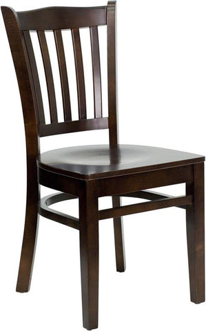 HERCULES SERIES WALNUT FINISHED VERTICAL SLAT BACK WOODEN RESTAURANT CHAIR