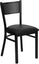 HERCULES SERIES BLACK GRID BACK METAL RESTAURANT CHAIR WITH BLACK VINYL SEAT