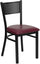 HERCULES SERIES BLACK GRID BACK METAL RESTAURANT CHAIR WITH BURGUNDY VINYL SEAT