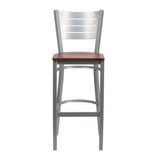 Flash Furniture Hercules Series Silver Slat Back Metal Restaurant Barstool with Cherry Wood Seat [Xu-Dg-60402-Bar-Chyw-Gg]