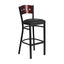 Flash Furniture HERCULES Series Black Decorative 4 Square Back Metal Restaurant Barstool - Mahogany Wood Back, Black Vinyl Seat [XU-DG-60515-MAH-BAR-BLKV-GG]