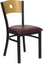 HERCULES SERIES BLACK CIRCLE BACK METAL RESTAURANT CHAIR WITH NATURAL WOOD BACK & BURGUNDY VINYL SEAT