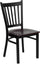 HERCULES SERIES BLACK VERTICAL BACK METAL RESTAURANT CHAIR WITH MAHOGANY WOOD SEAT