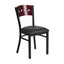 Flash Furniture HERCULES Series Black Decorative 4 Square Back Metal Restaurant Chair - Mahogany Wood Back, Black Vinyl Seat [XU-DG-6Y1B-MAH-BLKV-GG]