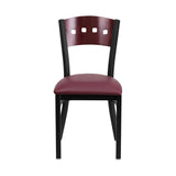 Flash Furniture HERCULES Series Black Decorative 4 Square Back Metal Restaurant Chair - Mahogany Wood Back, Burgundy Vinyl Seat [XU-DG-6Y1B-MAH-BURV-GG]