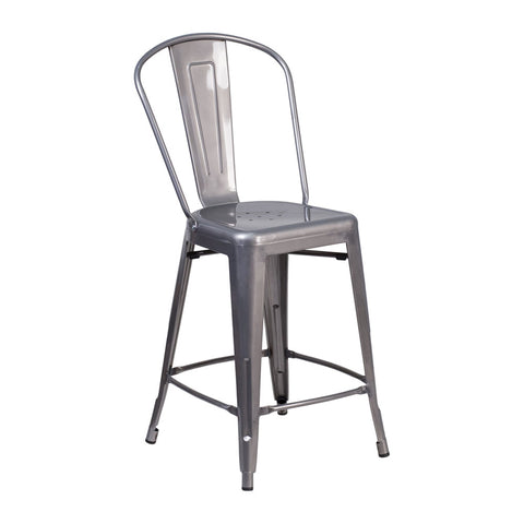 Flash Furniture High Clear Coated Indoor Counter Height Stool with Back 24''