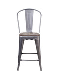 Flash Furniture 24" High Clear Coated Counter Height Stool with Back and Wood Seat