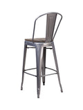 Flash Furniture XU-DG-TP001B-30-WD-GG 30" High Clear Coated Barstool with Back and Wood Seat