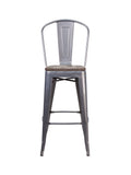 Flash Furniture XU-DG-TP001B-30-WD-GG 30" High Clear Coated Barstool with Back and Wood Seat