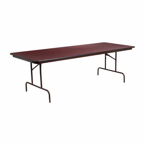 36'' x 96'' Rectangular Mahogany Melamine Laminate Folding Banquet Table [YT-3696-MEL-WAL-GG]