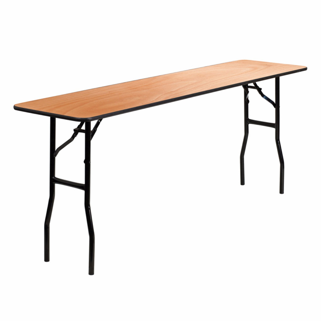 Flash Furniture 18'' x 72'' Rectangular Wood Folding Training / Seminar Table with Smooth Clear Coated Finished Top [YT-WTFT18X72-TBL-GG]