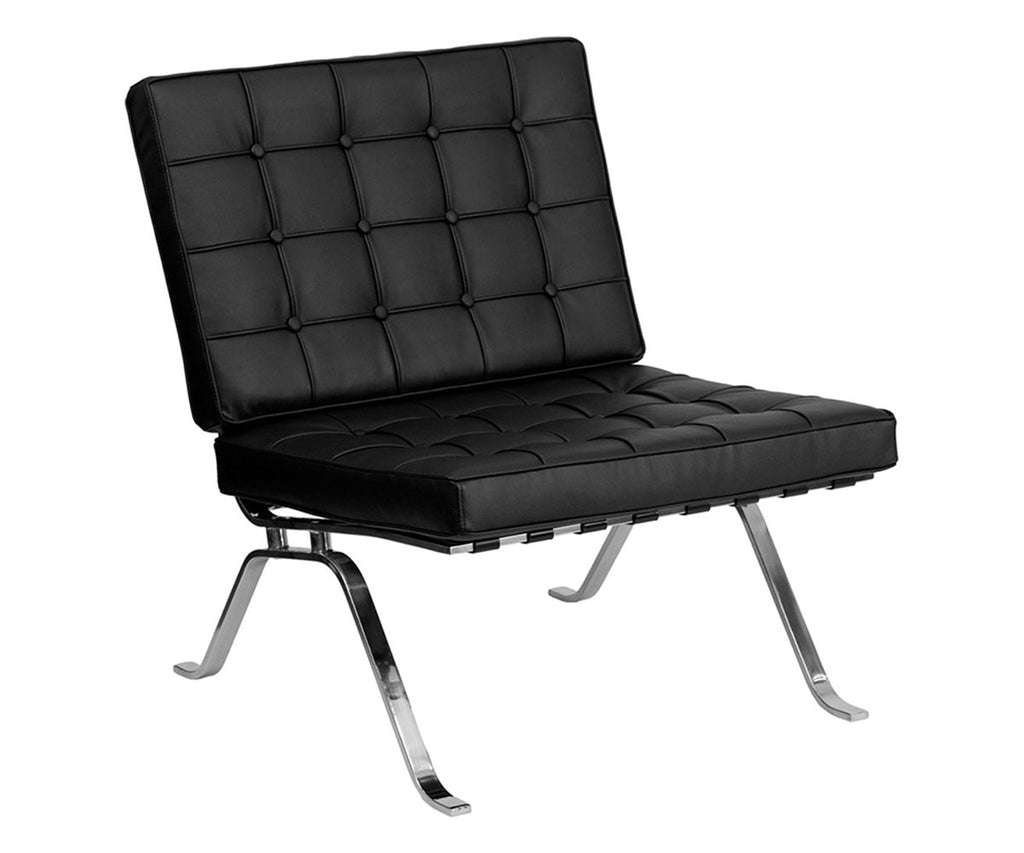 HERCULES Flash Series Black Leather Lounge Chair with Curved Legs [ZB-FLASH-801-CHAIR-BK-GG]