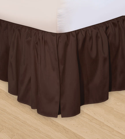 Huys Ruffled Faux Silk Bed Skirt - C King Chocolate