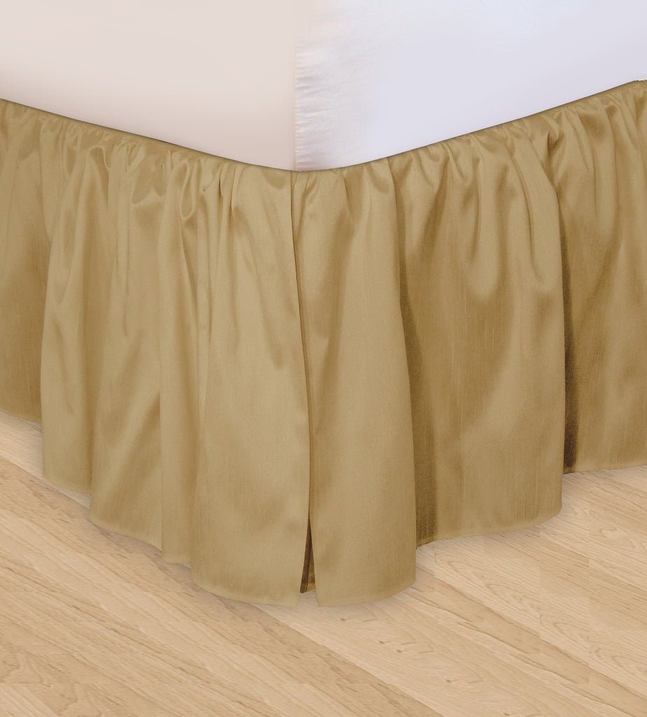Huys Ruffled Faux Silk Bed Skirt - C King Taupe