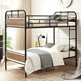 WE Furniture Kids Twin over Twin Metal Wood Bunk Bed - Black