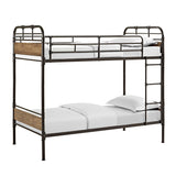 WE Furniture Kids Twin over Twin Metal Wood Bunk Bed - Black