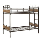 WE Furniture Kids Twin over Twin Metal Wood Bunk Bed - Black