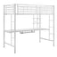 WE Furniture Premium Metal Twin Loft Bed with Detachable Wood Workstation- White