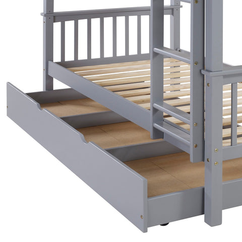 WE Furniture Kids Durable Solid Wood Twin Trundle - Grey