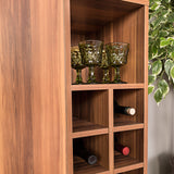 WE Furniture Modern Design Durable Bar Cabinet with Wine Storage - Teak