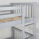 WE Furniture Kids Twin over Twin Solid Wood Mission Design Bunk Bed - Grey