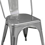 Stackable Metal Cafe Bistro Chair - Gun Metal Silver