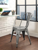 Stackable Metal Cafe Bistro Chair - Gun Metal Silver