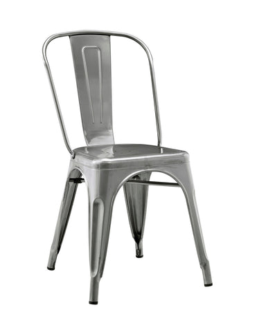 Stackable Metal Cafe Bistro Chair - Gun Metal Silver