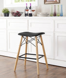 Retro Modern Faux Leather Counter Kitchen Stool - Black