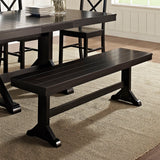 60" Antique Black Wood Dining Kitchen Bench