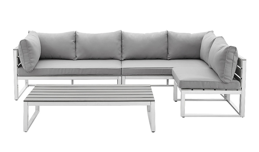 WE Furniture 4 Piece All-Weather Outdoor Patio Conversation Set - Grey