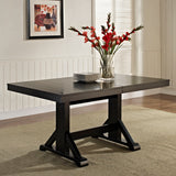 WE Furniture Antique Black Wood Kitchen Dining Table - 30"H x 60-77"W x 40"L