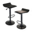 Obsidian Set of 2 Adjustable Swivel Air Lift Stool, Backless, Black PVC Seat, Black Metal Post and Base