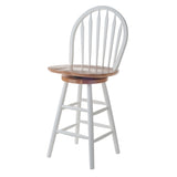 Wagner 24" Arrow-Back Windsor Swivel Seat Bar Stool Natural & White