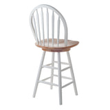 Wagner 24" Arrow-Back Windsor Swivel Seat Bar Stool Natural & White