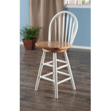 Wagner 24" Arrow-Back Windsor Swivel Seat Bar Stool Natural & White