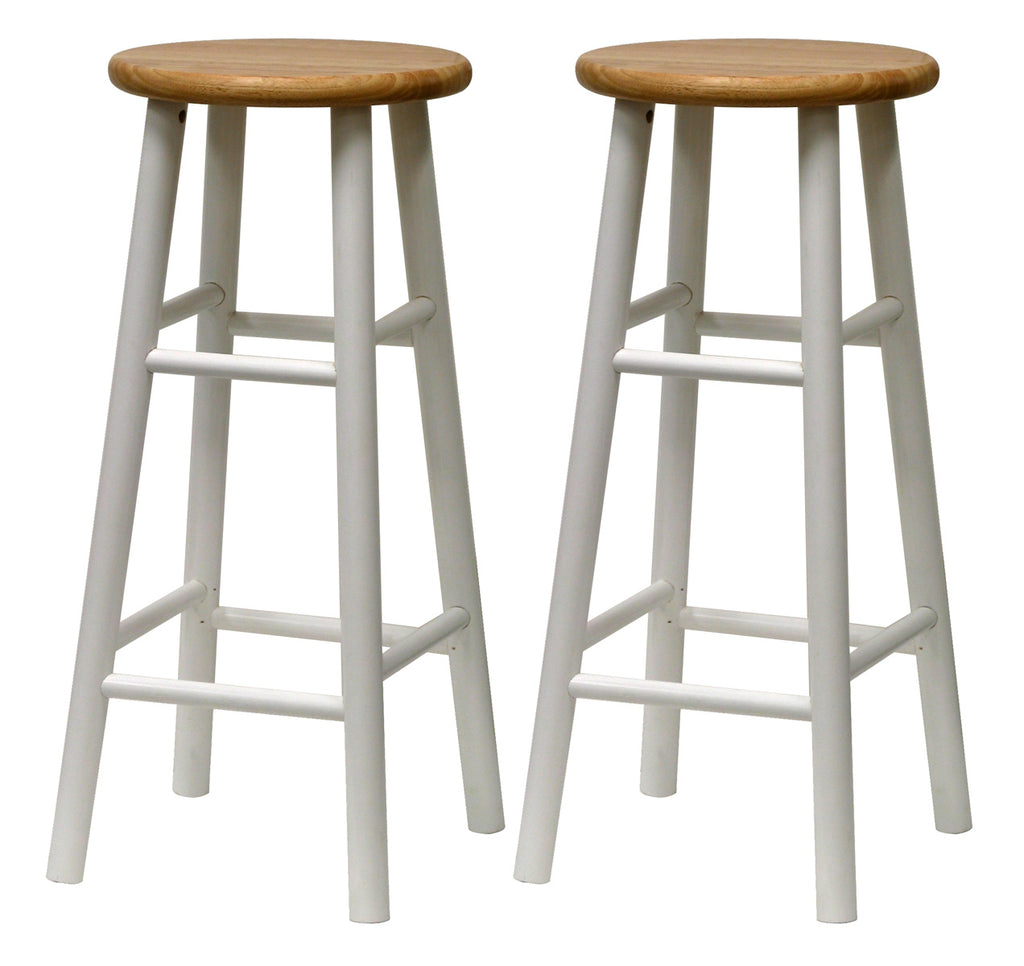 Tabby 2-Pc 30" Bar Stool Set Natural & White