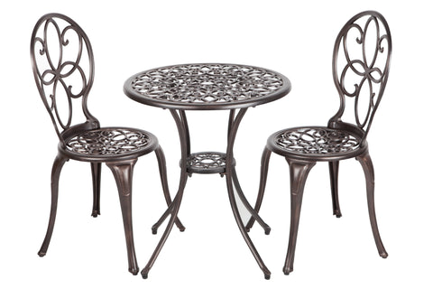 Antique Bronze Cast Aluminum 3pc. Bistro Set