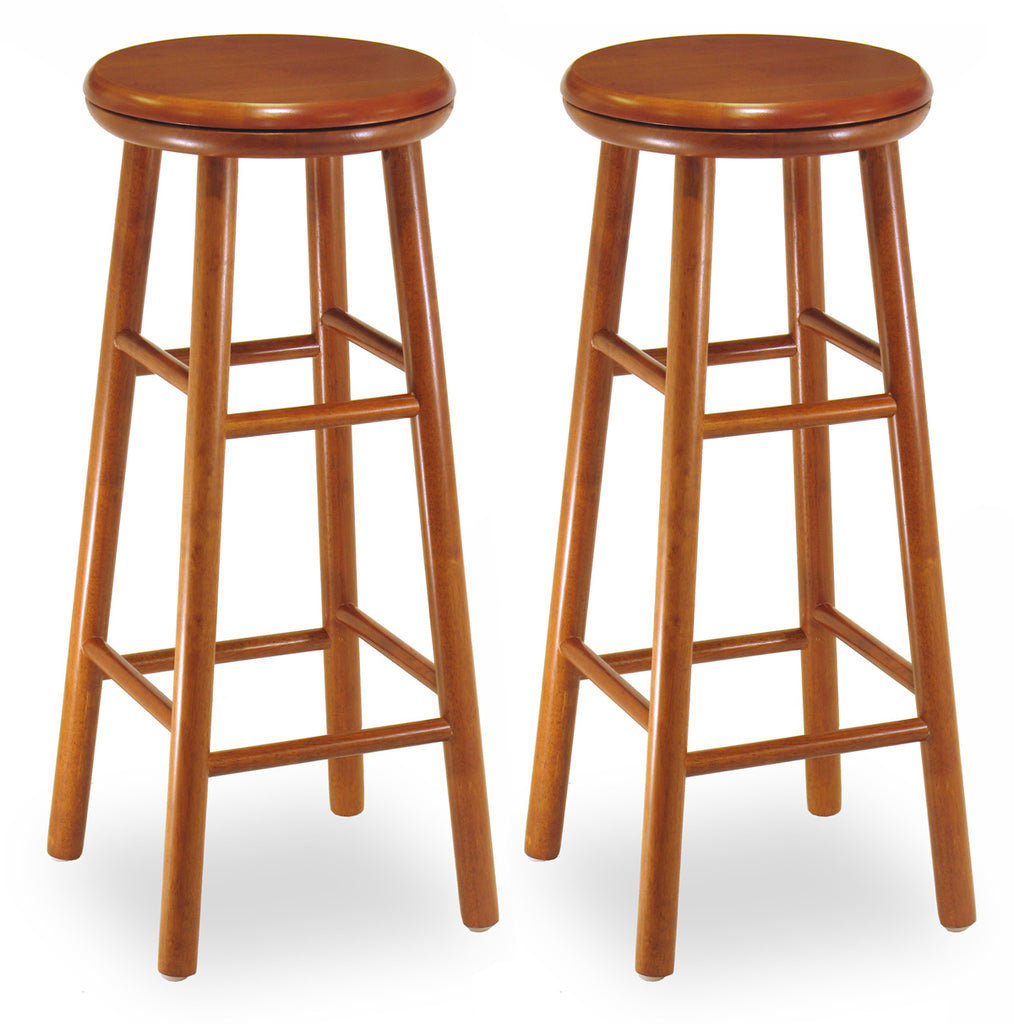 Oakley 2-Pc 30" Swivel Seat Bar Stool Set Cherry