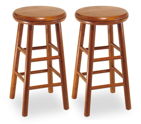 Oakley 2-Pc 24" Swivel Seat Bar Stool Set Cherry