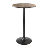 Cora Pub Table, Bar Height, Round, Faux Marble Top, Black Base