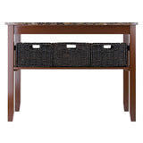 Zoey Console Table Faux Marble Top with 3 Baskets