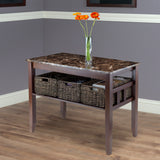 Zoey Console Table Faux Marble Top with 3 Baskets