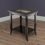 Genoa Rectangular End Table with Glass Top and shelf