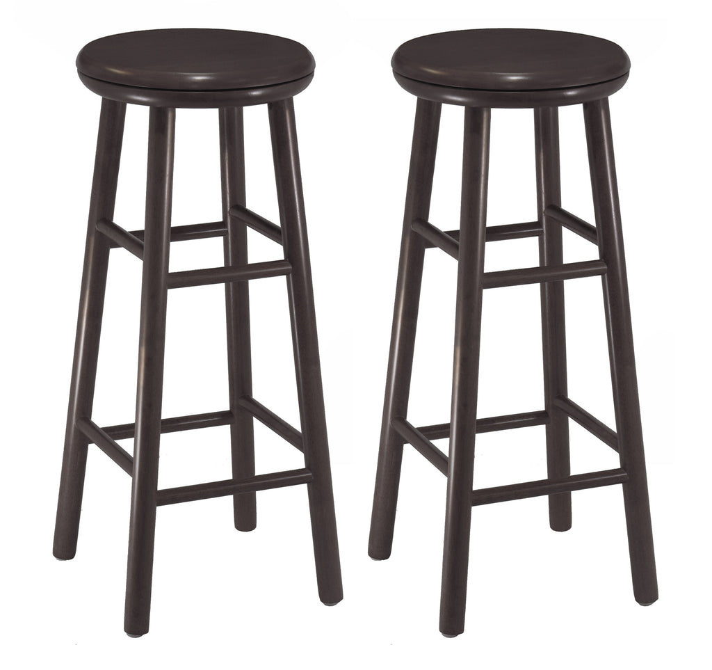 Oakley 2-Pc 30" Swivel Seat Bar Stool Set Dark Espresso