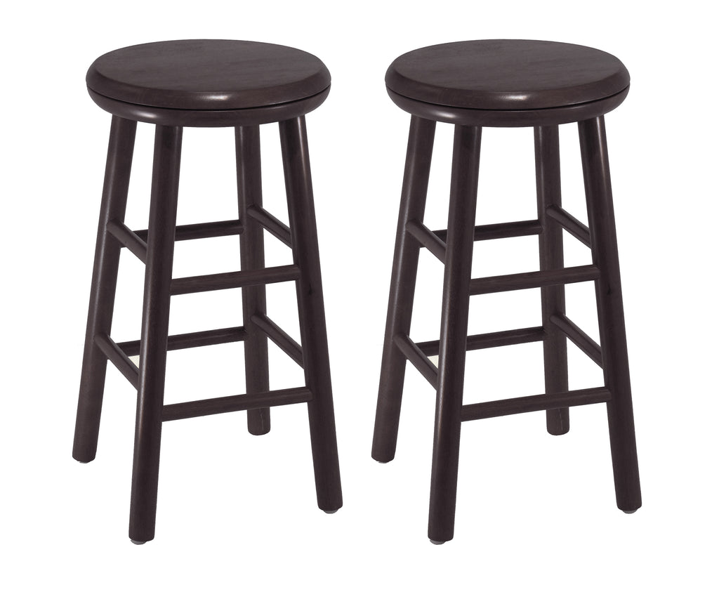 Oakley 2-Pc 24" Swivel Seat Bar Stool Set Dark Espresso